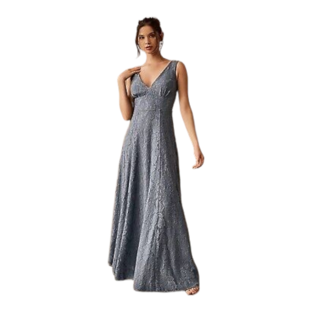 BHLDN Fame and Partner Dona Lace Maxi Dress in Blue Size 6 - Picture 1 of 8